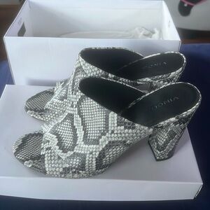 Vince snake print leather mule